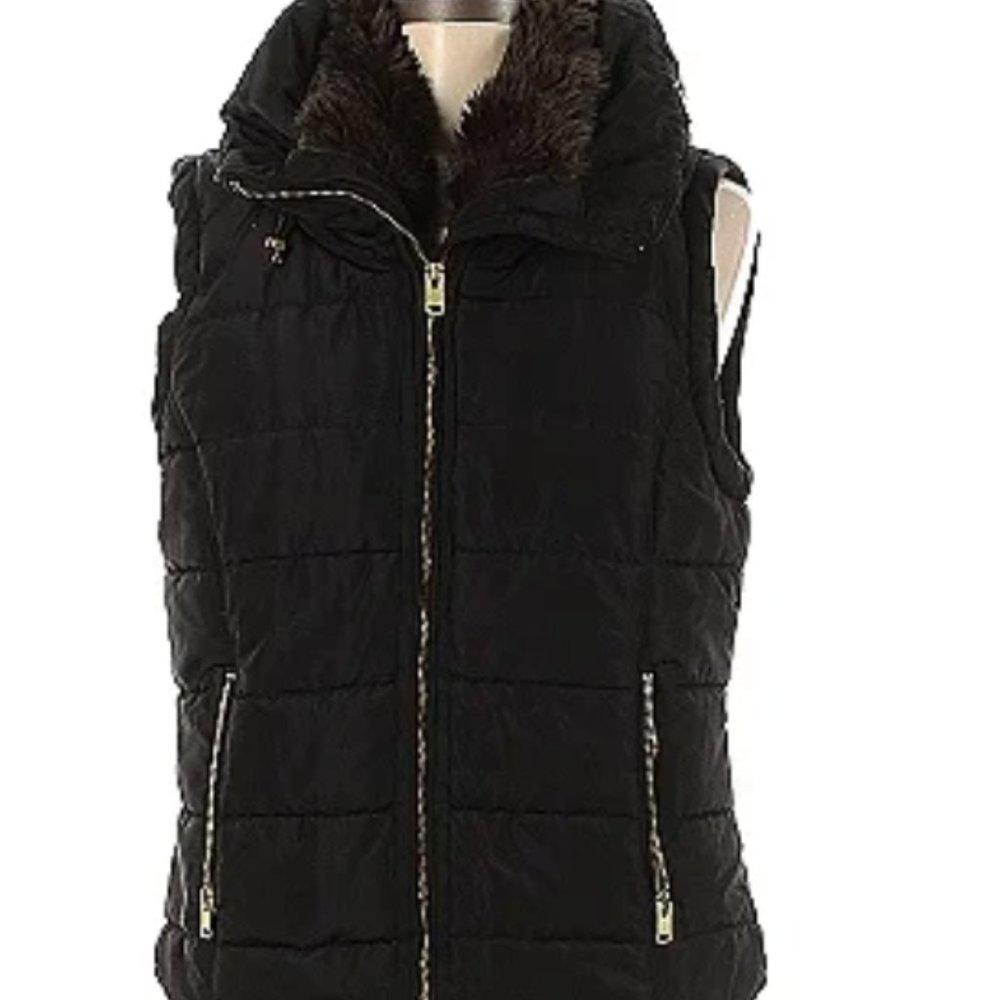 Olive H&M Puffer Vest with Fur (Size S)